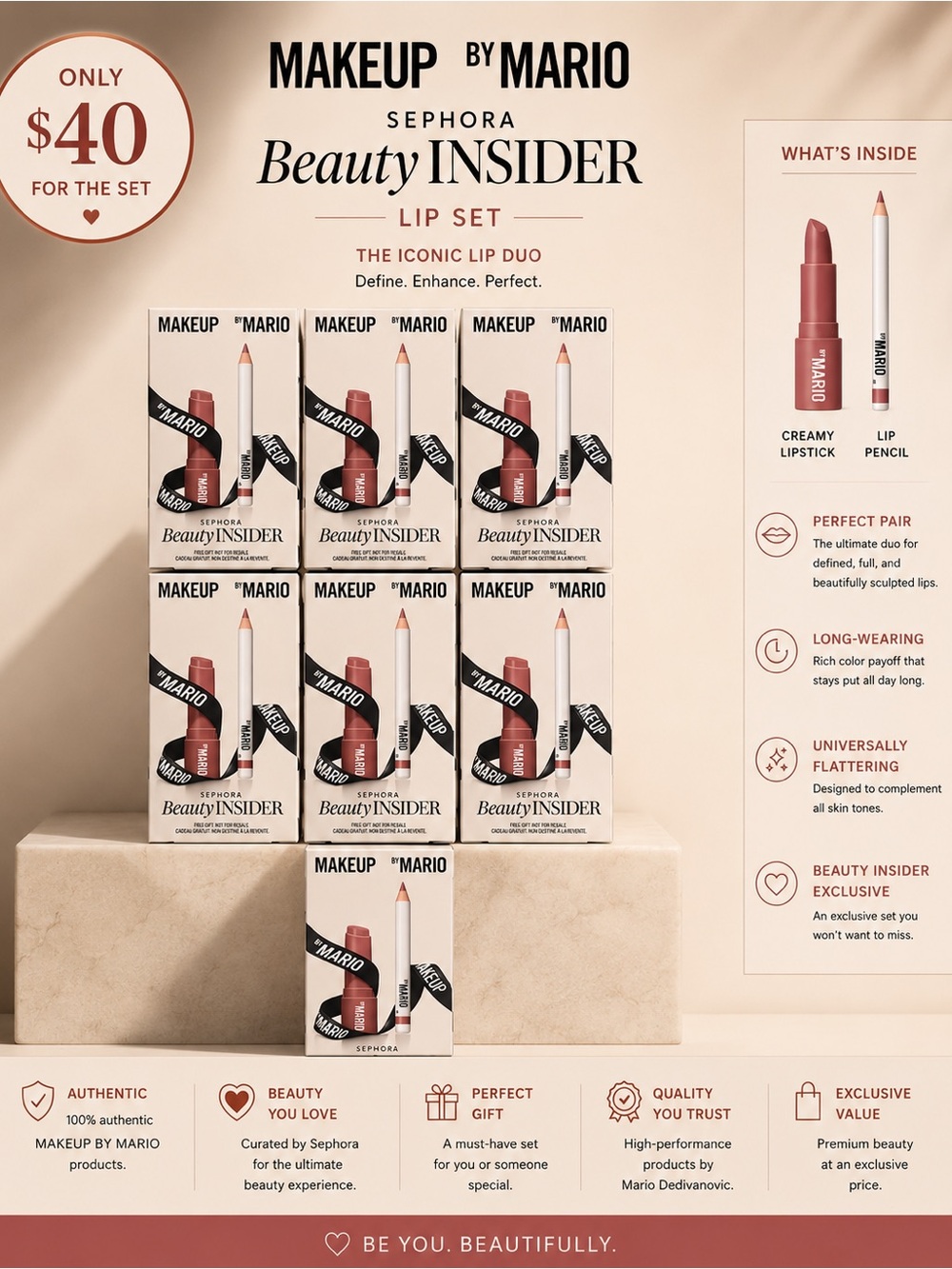 Makeup By Mario Beauty Insider Lip Set - Nude Rose